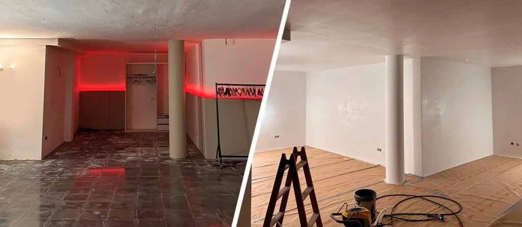 Sótano con humedad y moho: restauración con pintura antimoho